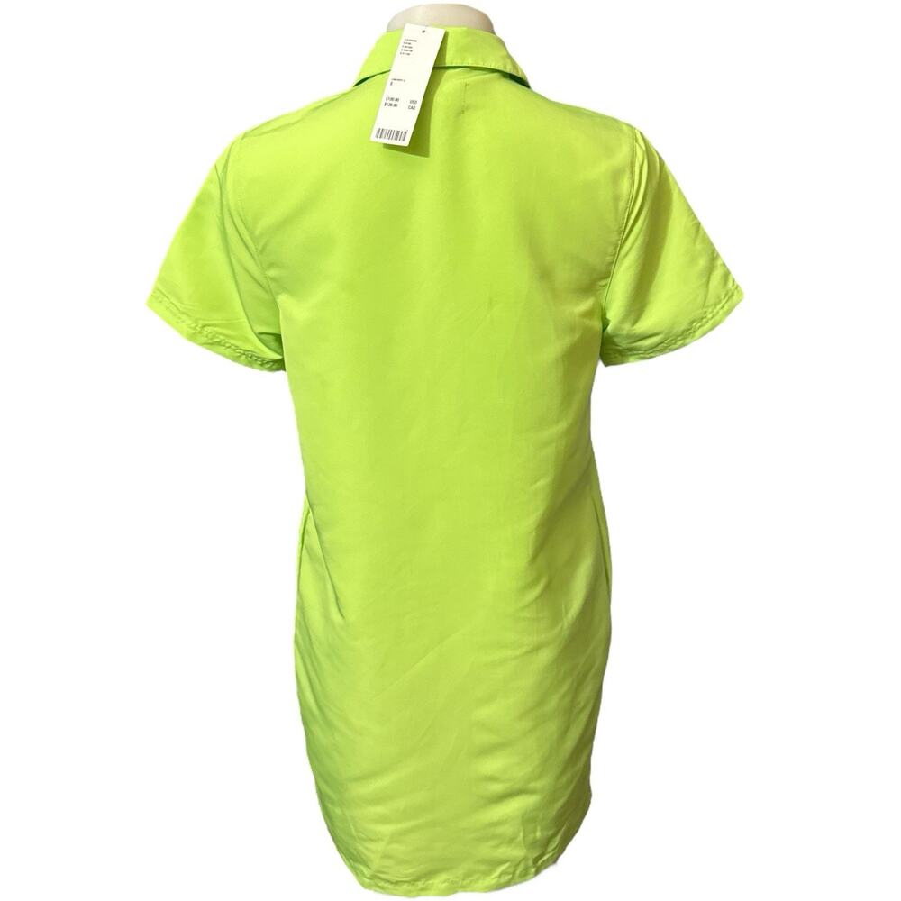 Stussy Nomi House Dress Light Neon Green Stussy Logo Snap Closure Size Small - Picture 2 of 10
